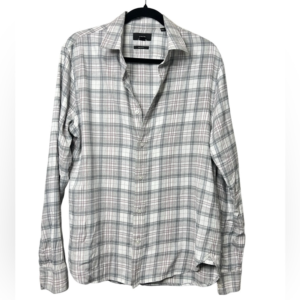 Vince Men's Boulevard Plaid Button Down Size M